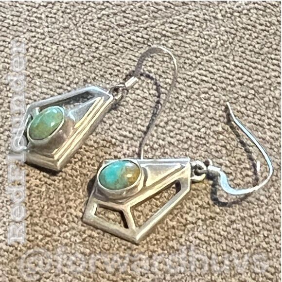 First American Traders Turquoise Sterling Silver Earrings - Picture 11 of 12